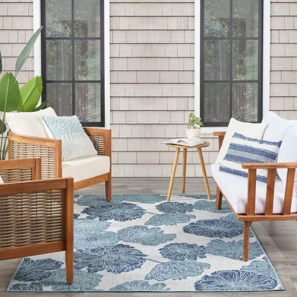 Nourison Garden Oasis Blue Indoor/Outdoor Nature Rug GOA04 Home