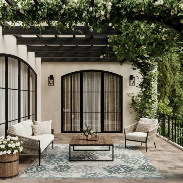 Nourison Garden Oasis Blue Indoor/Outdoor Nature Rug GOA05 Home