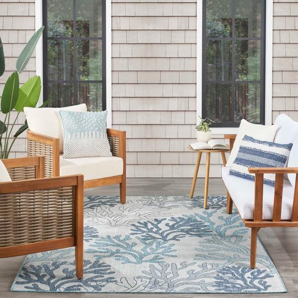 Nourison Garden Oasis Blue Indoor/Outdoor Nature Rug GOA05 Home