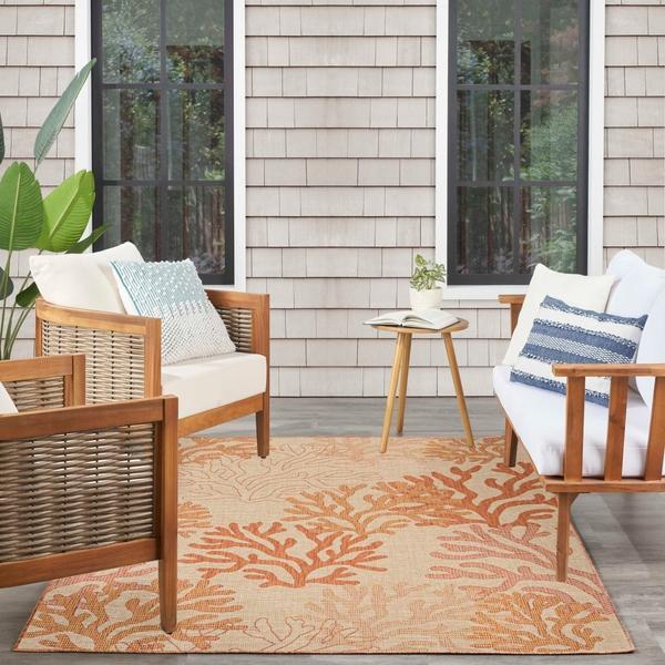 Nourison Garden Oasis Coral Indoor/Outdoor Nature Rug GOA05 Home