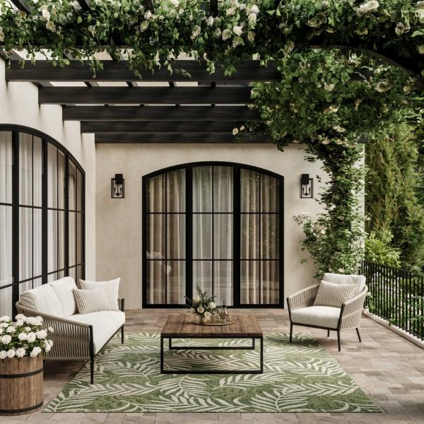 Nourison Garden Oasis Green Ivory Indoor/Outdoor Nature Rug GOA01 Home