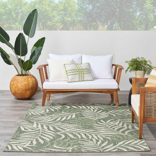 Nourison Garden Oasis Green Ivory Indoor/Outdoor Nature Rug GOA01 Home