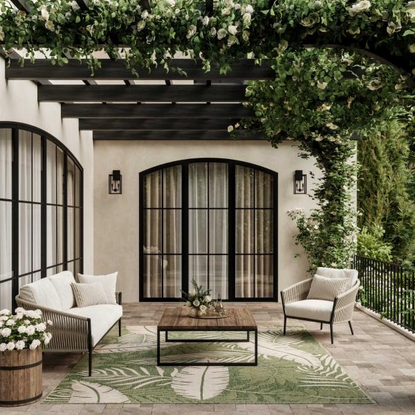 Nourison Garden Oasis Green Ivory Indoor/Outdoor Nature Rug GOA02 Home