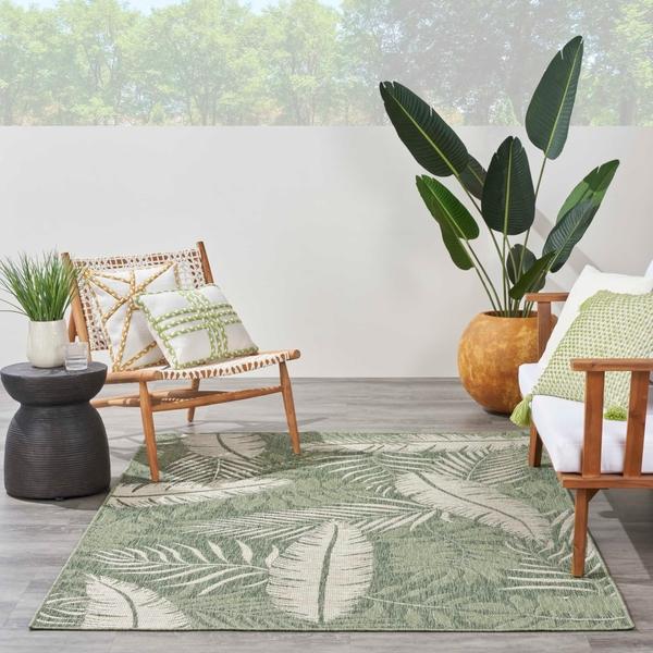 Nourison Garden Oasis Green Ivory Indoor/Outdoor Nature Rug GOA02 Home