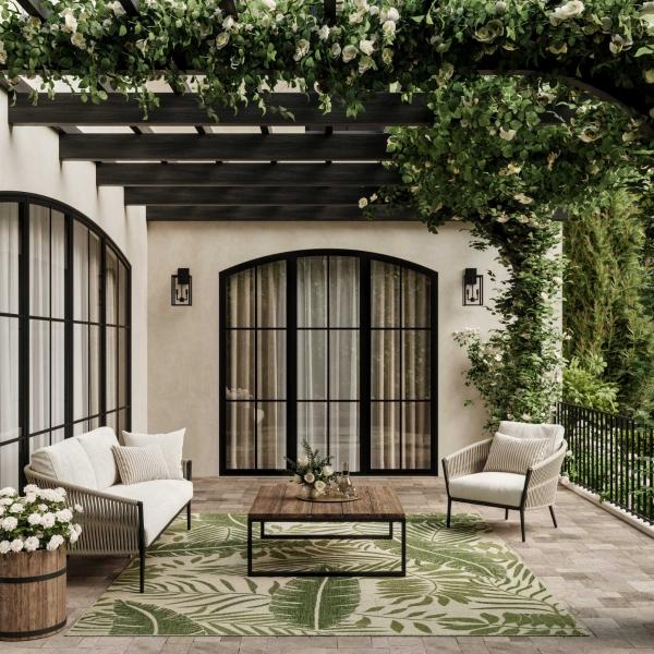Nourison Garden Oasis Ivory Green Indoor/Outdoor Nature Rug GOA02 Home