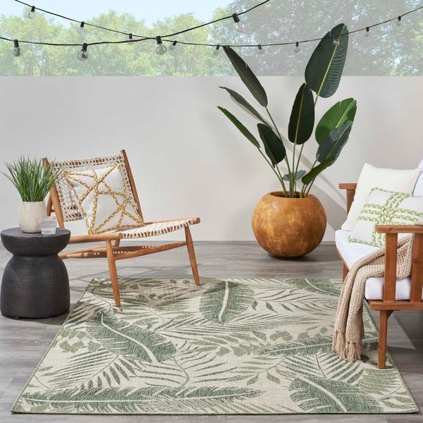 Nourison Garden Oasis Ivory Green Indoor/Outdoor Nature Rug GOA02 Home