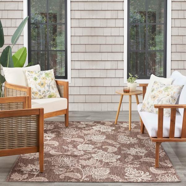 Nourison Garden Oasis Mocha Indoor/Outdoor Nature Rug GOA03 Home