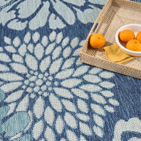 Nourison Garden Oasis Navy Indoor/Outdoor Floral Rug GOA06