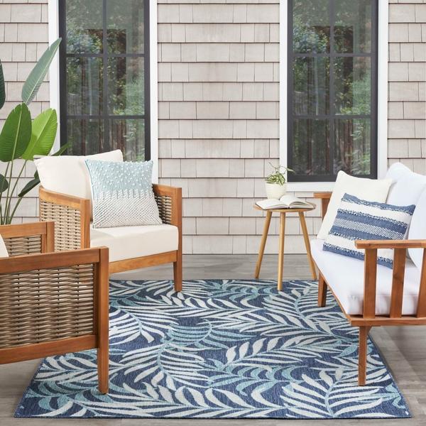 Nourison Garden Oasis Navy Indoor/Outdoor Nature Rug GOA01 Home