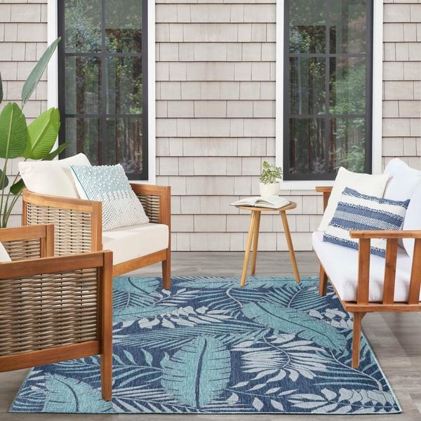 Nourison Garden Oasis Navy Indoor/Outdoor Nature Rug GOA02 Home
