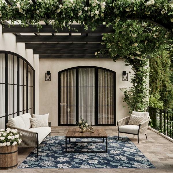 Nourison Garden Oasis Navy Indoor/Outdoor Nature Rug GOA03 Home