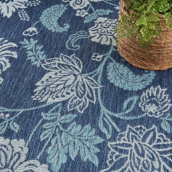 Nourison Garden Oasis Navy Indoor/Outdoor Nature Rug GOA03 Home