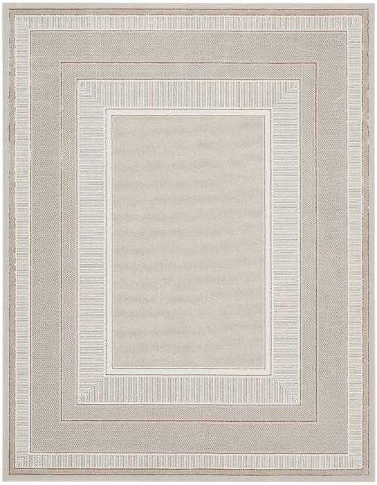 Nourison Glam Geometric Bordered Silver/Ivory Rug GLZ07 Home