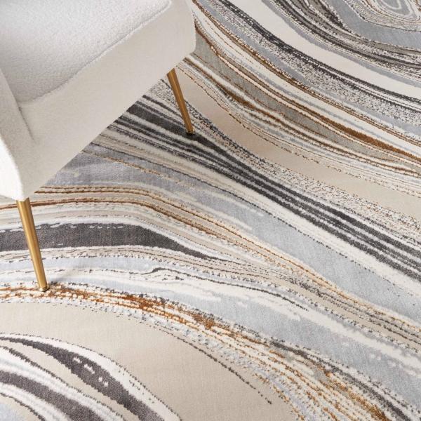 Nourison Glitz Grey Gold Indoor Only Abstract Rug GLZ21 Home