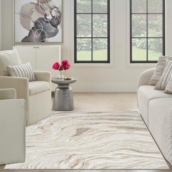 Nourison Glitz Grey Gold Indoor Only Abstract Rug GLZ22 Home