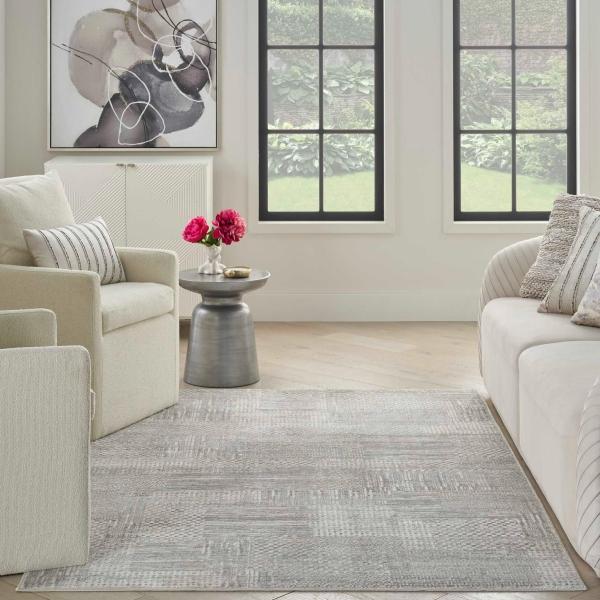 Nourison Glitz Silver Grey Indoor Only Abstract Rug GLZ09 Home