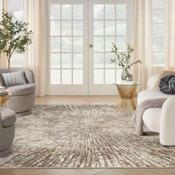 Nourison Glow Grey Mocha Indoor Only Abstract Rug MTL01