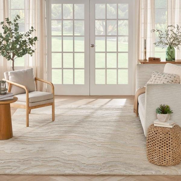 nourison Graceful Beige Indoor only Abstract Rug GRU01 Home