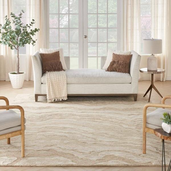 nourison Graceful Taupe Indoor only Abstract Rug GRU01 Home
