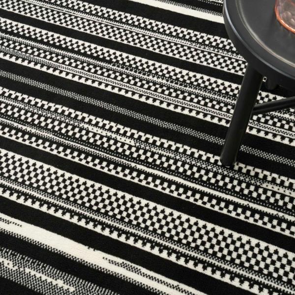 Nourison Grafix Black White Indoor Only Striped Rug GRF41 Home