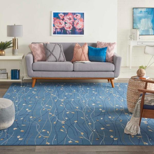 Nourison Grafix Contemporary Floral Blue Rug GRF15 Home