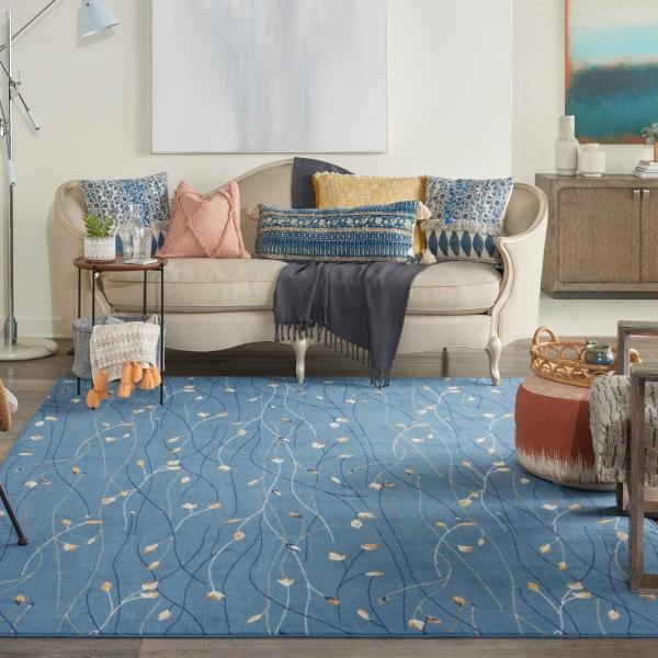 Nourison Grafix Contemporary Floral Blue Rug GRF15 Home