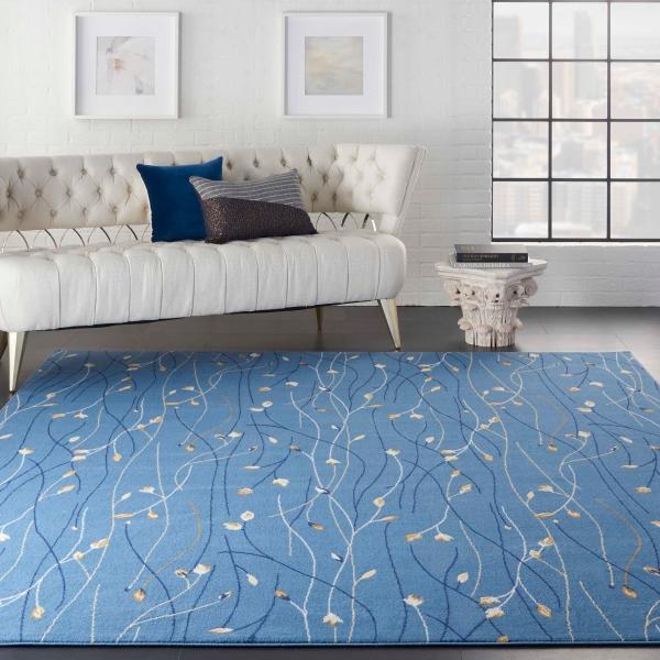 Nourison Grafix Contemporary Floral Blue Rug GRF15 Home