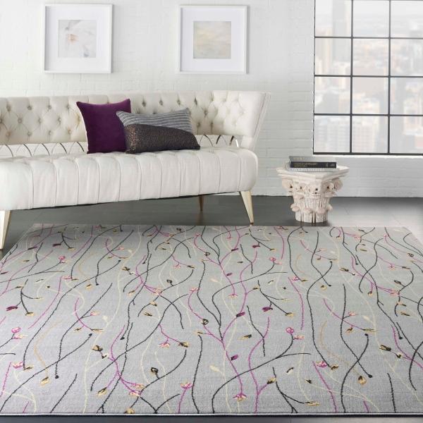 Nourison Grafix Contemporary Floral Grey Rug GRF15 Home