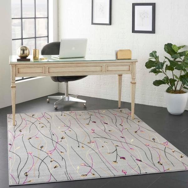 Nourison Grafix Contemporary Floral Grey Rug GRF15 Home
