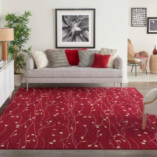 Nourison Grafix Contemporary Floral Red Rug GRF15 Home