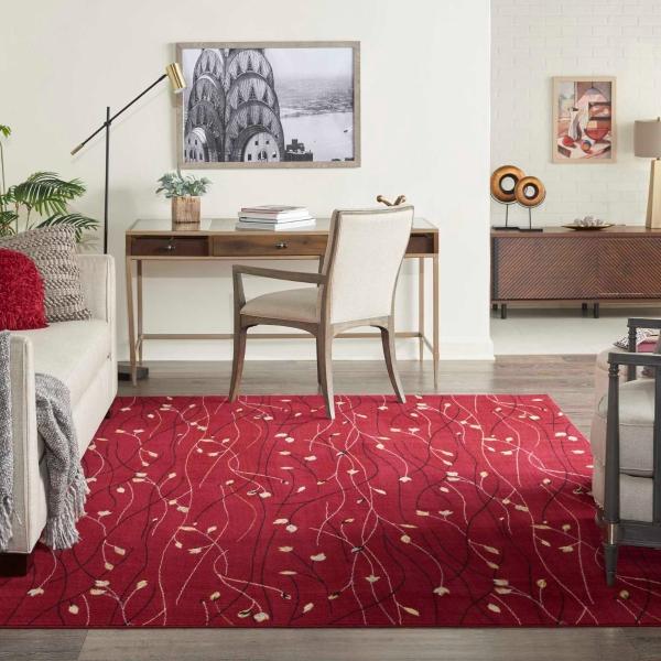 Nourison Grafix Contemporary Floral Red Rug GRF15 Home