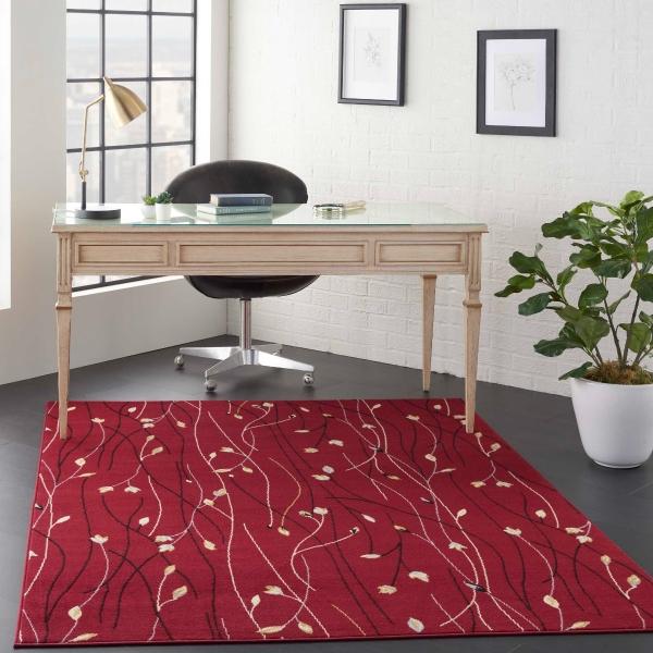 Nourison Grafix Contemporary Floral Red Rug GRF15 Home