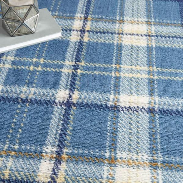Nourison Grafix Contemporary Plaid Blue Rug GRF03 Home