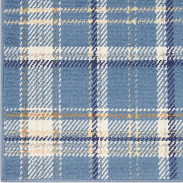 nourison Grafix Contemporary Plaid Blue Rug GRF03 Home