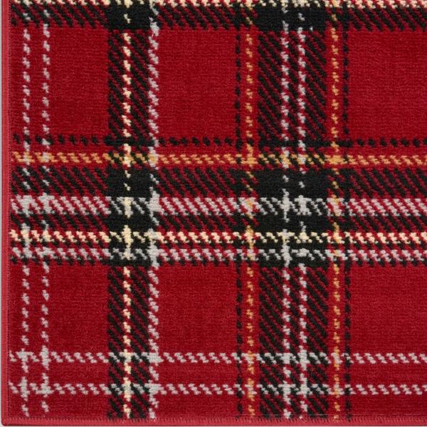 nourison Grafix Contemporary Plaid Red Rug GRF03 Home