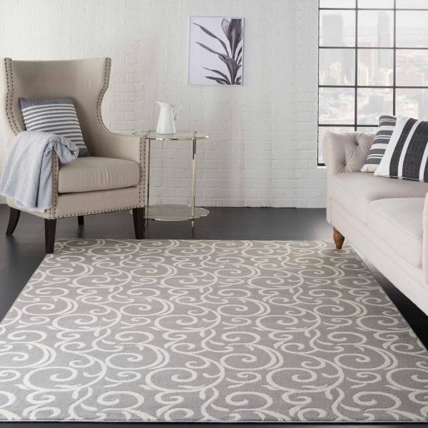 Nourison Grafix Contemporary Scrollwork Grey Rug GRF19 Home