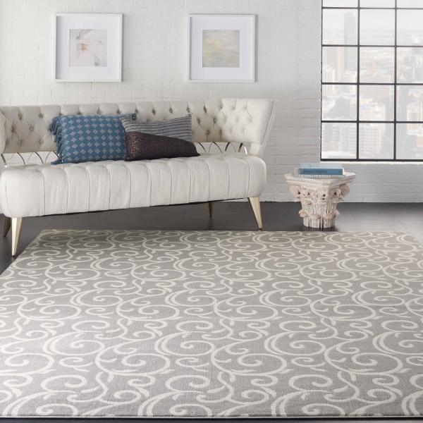 Nourison Grafix Contemporary Scrollwork Grey Rug GRF19 Home