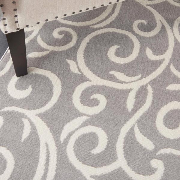 Nourison Grafix Contemporary Scrollwork Grey Rug GRF19 Home