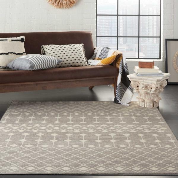 Nourison Grafix Distressed Moroccan Lattice Grey Rug GRF37 Home