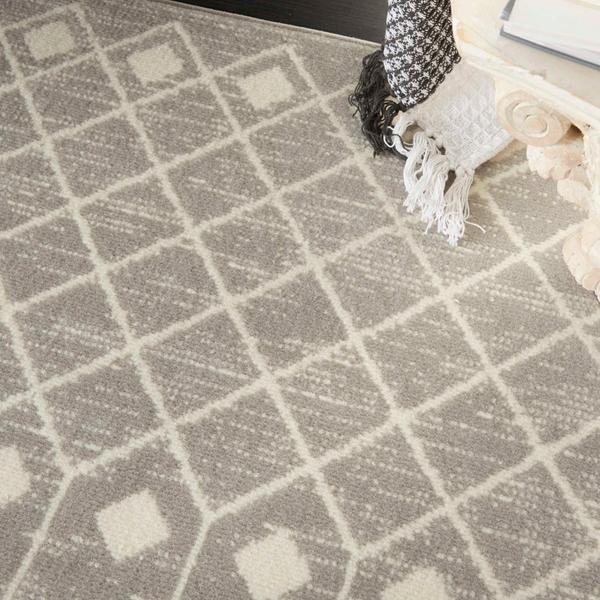 Nourison Grafix Distressed Moroccan Lattice Grey Rug GRF37 Home