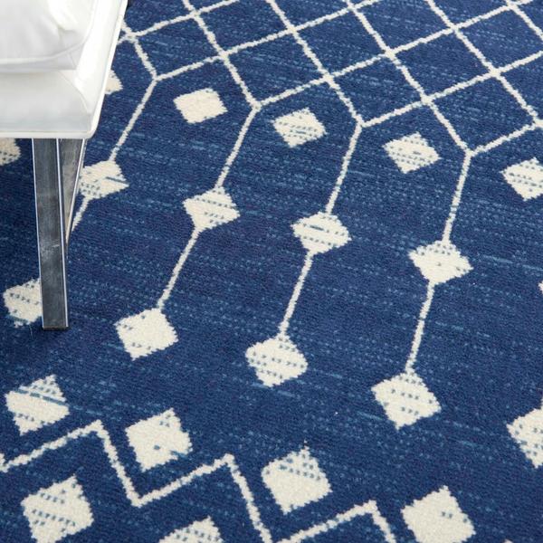 Nourison Grafix Distressed Moroccan Lattice Navy Rug GRF37 Home