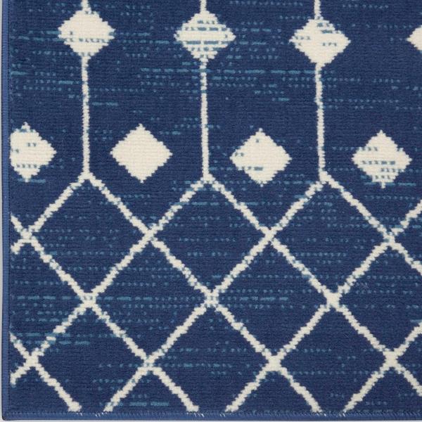 nourison Grafix Distressed Moroccan Lattice Navy Rug GRF37 Home