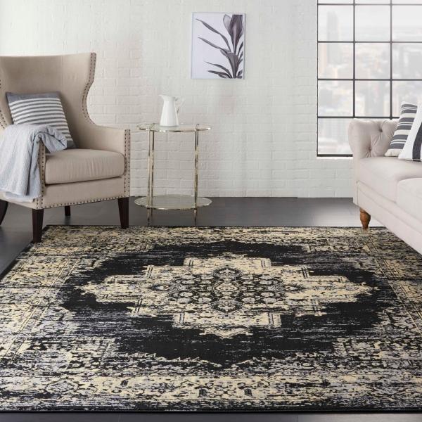 Nourison Grafix Distressed Persian Black Rug GRF14 Home