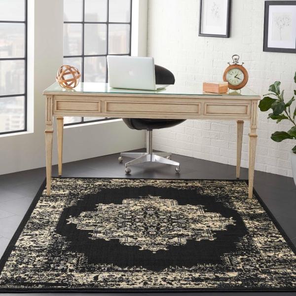 Nourison Grafix Distressed Persian Black Rug GRF14 Home