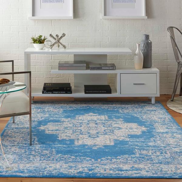 Nourison Grafix Distressed Persian Blue Rug GRF14 Home