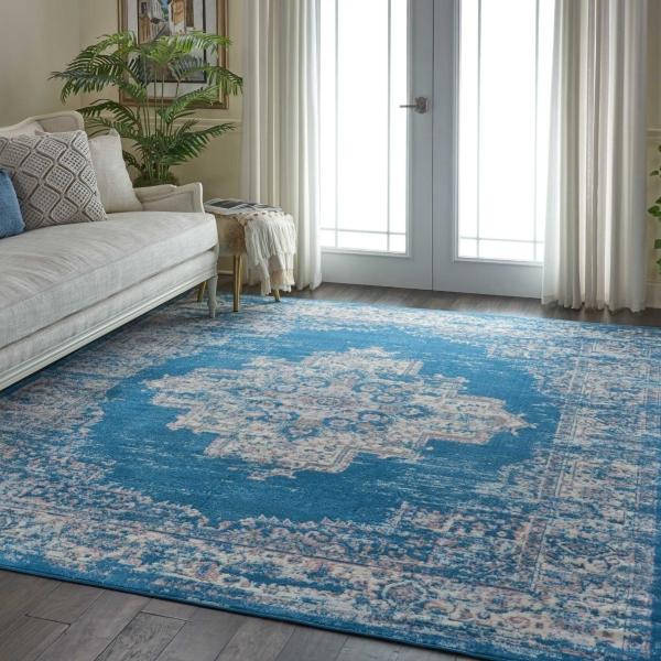 Nourison Grafix Distressed Persian Blue Rug GRF14 Home