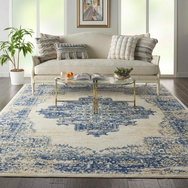 Nourison Grafix Distressed Persian Ivory/Blue Rug GRF14 Home