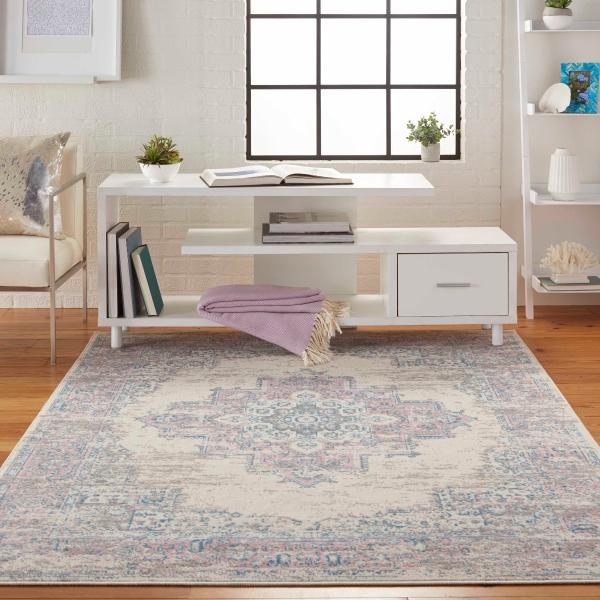 Nourison Grafix Distressed Persian Ivory/Pink Rug GRF14 Home