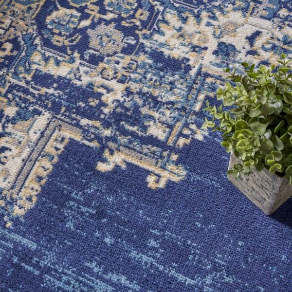 Nourison Grafix Distressed Persian Navy Blue Rug GRF14 Home