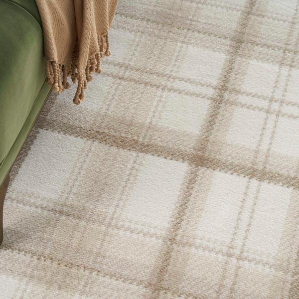 Nourison Grafix Ivory Beige Indoor Only Plaid Rug GRF03 Home